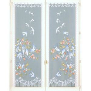 Rovná záclona s motivem vlaštovek, 1 pár obraz