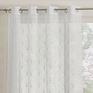 Voálová záclona se vzorem art deco, zakončení očky obraz