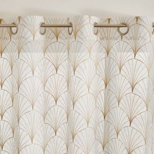 Voálová záclona se vzorem art deco, zakončení očky obraz