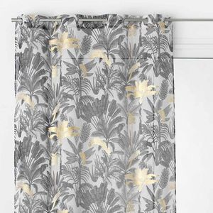 Záclona se vzorem palmových listů a metalickým potiskem obraz