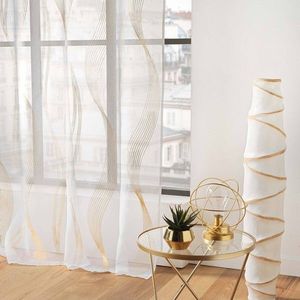 Záclona s metalickým potiskem vlnek obraz