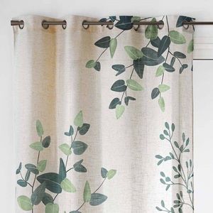 Závěs s očky a potiskem listů obraz