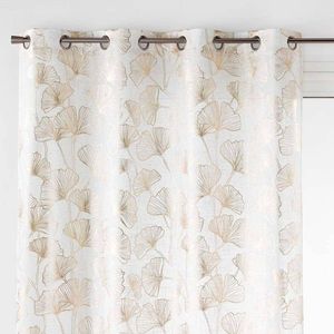 Závěs s očky a potiskem ginkgo listu s metalickým efektem obraz