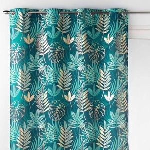 Závěs s očky a potiskem tropického motivu s metalickým efektem obraz