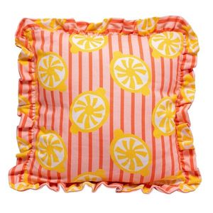 Polštář s potiskem pruhů a citrónů obraz