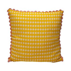 Polštář s dvoubarevným potiskem a vlnkovaným zakončením obraz