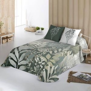 Prošívaný přehoz na postel s potiskem listů Natura obraz
