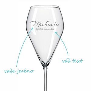 Pískovaná sklenička na prosecco se jménem obraz