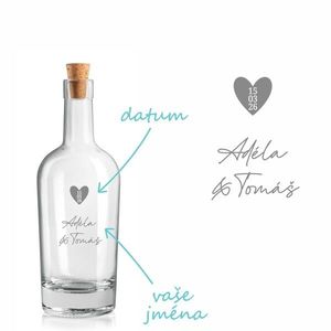 Pískovaná láhev IMPERIALE Datum v srdci 0, 5 l obraz