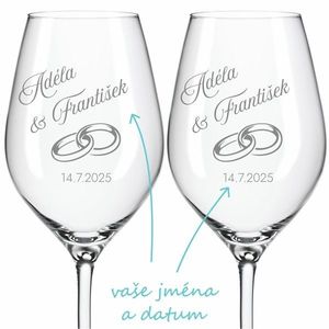 Svatební skleničky na víno Rings 2 ks obraz