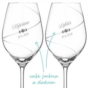Svatební skleničky na víno Diamante Silhouette s krystaly Swarovski 2 ks obraz