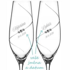 Svatební skleničky na sekt Diamante Silhouette s krystaly Swarovski 2 ks obraz