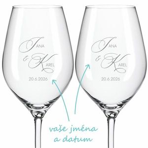Svatební skleničky na víno Monogram lásky 2 ks obraz