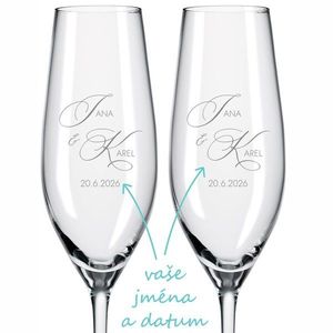 Svatební skleničky na sekt Monogram lásky 2 ks obraz