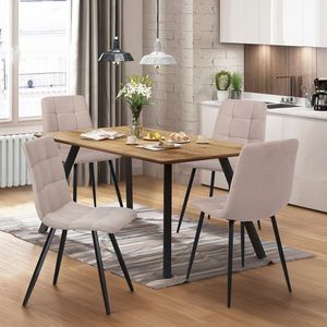 Jídelní stůl 140x80 BERGEN dub + 4 židle BERGEN béžová obraz