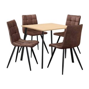 Jídelní stůl 80x80 BERGEN dub + 4 židle BERGEN hnědé mikrovlákno obraz