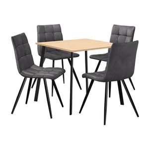 Jídelní stůl 80x80 BERGEN dub + 4 židle BERGEN šedé mikrovlákno obraz