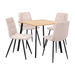 Jídelní stůl 80x80 BERGEN dub + 4 židle BERGEN béžová obraz