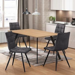 Jídelní stůl 120x80 BERGEN dub + 4 židle BERGEN šedé mikrovlákno obraz