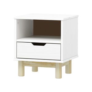 Noční stolek 1 zásuvka BONITO 2 bílý lak obraz