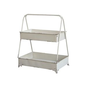 Krémový antik kovový 2-patrový etažér Luis - 40*27*49 cm 64072119 (64721-19) obraz