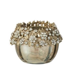 Zlatý svicen na čajovou svíčku se zdobením a kamínky Volve S - Ø 6, 5*6, 5 cm 36102 obraz