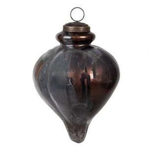 Hnědá antik skleněná ozdobá špičatá baňka - Ø 10*15 cm 6GL4700 obraz