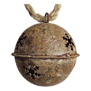 Zinková rezavá antik závěsná plechová ozdoba rolnička - Ø 6cm 21W006 - RUSTY obraz