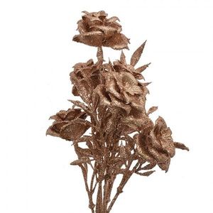 Vánoční měděná umělá třpytivá větvička růže - 11*8*33 cm 65797 obraz