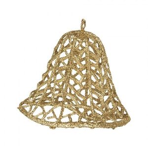 Vánoční zlatá umělá třpytivá dekorace zvonek - Ø 11*11 cm 65791 obraz