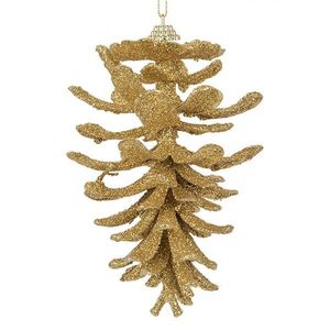 Vánoční zlatá umělá třpytivá dekorace šiška - Ø 9*15 cm 65792 obraz