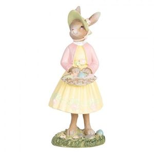 Dekorace králíček v šatech s košíkem vajec - 5*6*12 cm 6PR5436 obraz