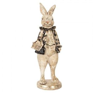 Dekorace králíček s černým kabátkem a košíkem - 9*10*24 cm 6PR5097 obraz