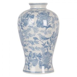 Keramická váza s modrými květy a ptáčky Pointea - Ø 17*32 cm 6CE2101 obraz