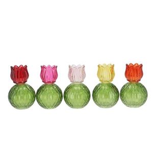 5ks barevný mix skleněný svícen/ váza tulipán Love Tulip - Ø 11*17 cm 314039 obraz