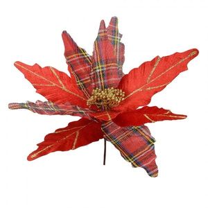 Červeno-zlatá dekorace květina vánoční hvězda Poinsettia - Ø 39*24 cm 66134 obraz
