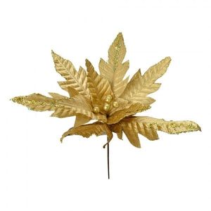Zlatá dekorace květina vánoční hvězda Poinsettia - Ø 48*50 cm 66125 obraz