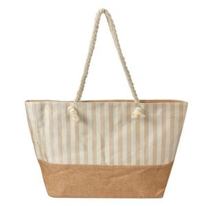 Látková plážová taška s bílo-růžovými pruhy - 55*1*36 cm JZBG0317 obraz