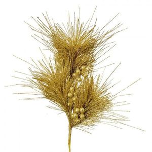 Vánoční zlatá umělá třpytivá větvička s bobulemi - 25*10*80 cm 5PL0172 obraz