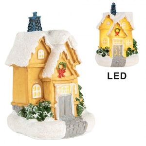 Dekorace malinký svítící žlutý domek Manon LED - 6*5*9 cm 6PR5738 obraz