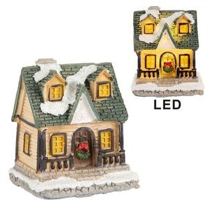 Dekorace malinký svítící béžový domek Manon LED - 5*5*6 cm 6PR5735 obraz