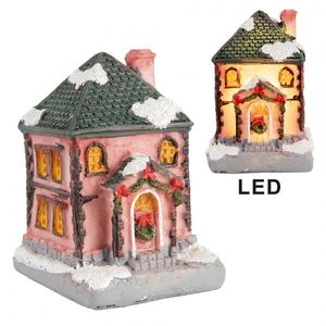 Dekorace malinký svítící růžový domek Manon LED - 4*5*6 cm 6PR5734 obraz
