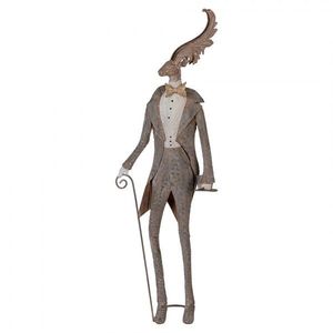 Šedá antik kovová dekorace jelen Deer - 27*15*84 cm 5Y1328 obraz