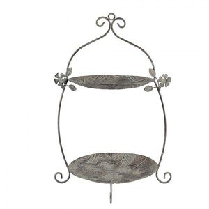 Zeleno-hnědý kovový dvoupatrový etažér - 34*32*50 cm 6Y5657 obraz