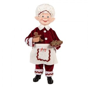 Vánoční dekorace Elf v červeném obleku a perníčky v ruce - 15*10*28 cm 66236 obraz