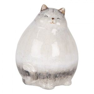 Šedá keramická dekorace kočka - 14*13*18 cm 6CE2131 obraz