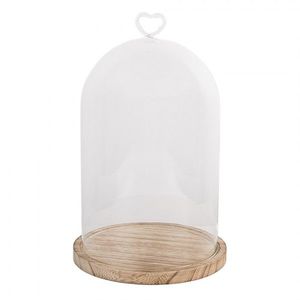 Dřevěný podnos se skleněným poklopem se srdíčkem L - Ø 17*27 cm 6GL5361 obraz