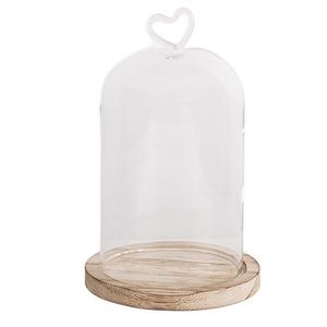 Dřevěný podnos se skleněným poklopem se srdíčkem S - Ø 12*19 cm 6GL5359 obraz