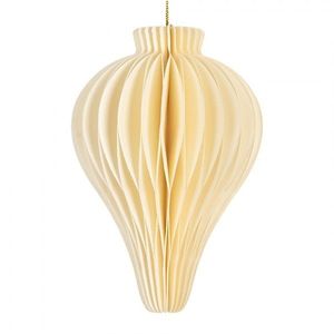 Papírová béžová skládací vánoční ozdoba baňka - Ø 8*10 cm 6PA0522 obraz