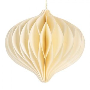 Papírová béžová skládací vánoční ozdoba baňka - Ø 11*10 cm 6PA0517 obraz